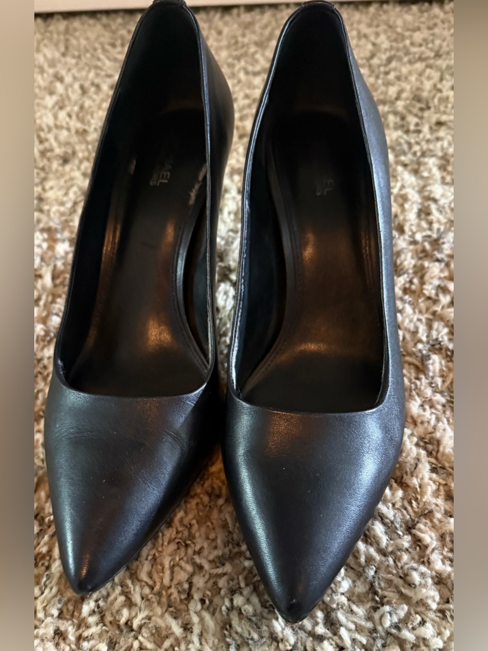 Michael Kors Black Pointed-Toe Leather Pumps